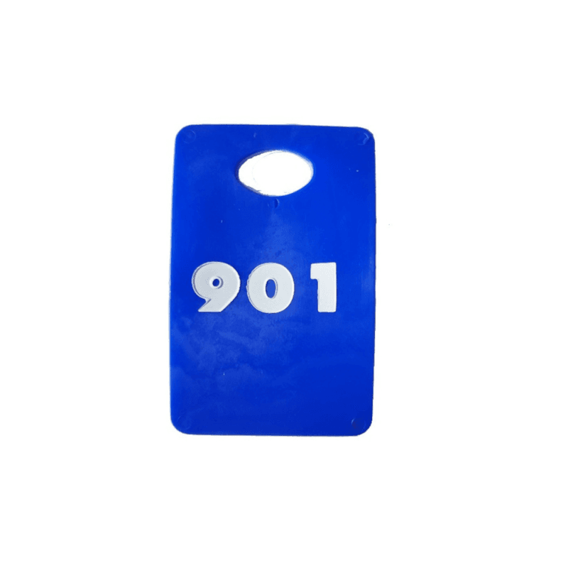 Garderobsbricka blå/vitt tryck numrerad 50-pack