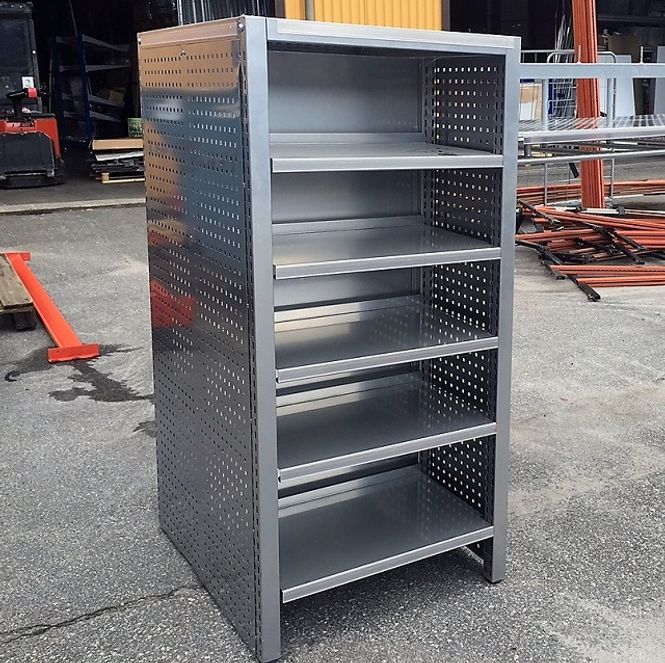 Huvudbild Butikshylla dubbelsidig silver - begagnad