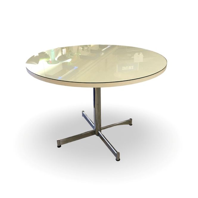 Huvudbild Bord Ø 105 cm vitt m glasskiva - begagnat