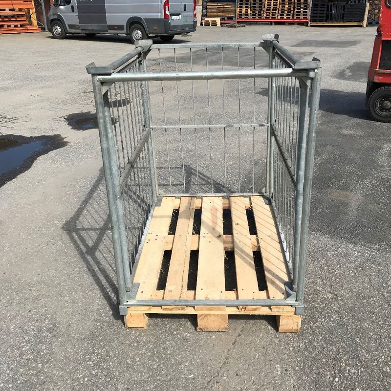 Pallcontainer 3 sidor galv - begagnad