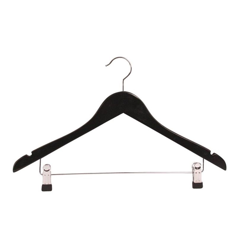 Trähängare rak med stång och clip 45cm 50-pack 